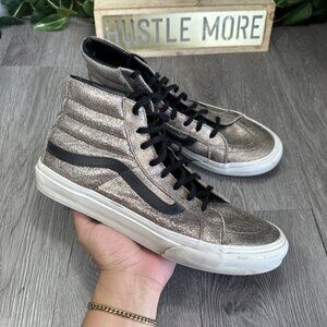 VANS SK8-Hi Slim Metallic Bronze Crackled Leather Women Size 9.5 Sneakers